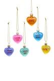 Cody Foster Mini Valentine Day Conversation Hearts Glass Candy Ornament Set of 6