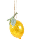 Cody Foster Glossy Lemon on a Branch Faux Fruit Food Glass Christmas Ornament