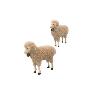 Primitive Theme Wool Covered Lamb Figures 2.5"-3.5" Set of 2