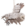13.75" Gray White Plush Snowy Owl in Flight Flying Christmas Ornament