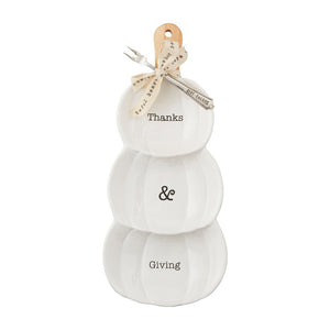 THANKS  N GIVING Stacked Pumpkin Divided Serving Plate Dish