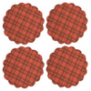 Remington Rustic Orange and Brown Christmas Plaid - Round Placemat Set of 4