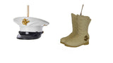 3" US Military USA Marine Corps Hat and Boots Christmas Ornament Set of 2