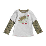 Mud Pie Kids Dino Dinosaur Camo Carrying Christmas Tree Boys Tee Shirt