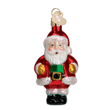 Old World Christmas Mini Santa Claus 2.75" Christmas Painted Glass Ornament Set of 2