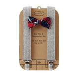 Mud Pie Christmas Tweed Suspenders Plaid Bow Tie Set Holiday Best