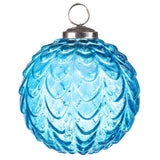 4" Cobalt Blue Vintage Wavy Glass Ball Christmas Ornament Set of 3