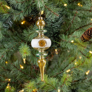 Ragon House Pale Blue Gold White Mercury Glass Finial Martha Christmas Indent Ornament
