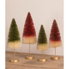 Traditional Red Green with Gold Glitter Christmas Bottle Brush Tree Set of 4