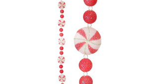 72" Red White Green Frosted Starburst Peppermint Sugar Candy Christmas Garland
