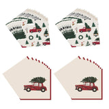 Vintage Red Car with Christmas Tree Holiday Kitchen Decor