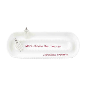 Mud Pie Home MORE CHEESE THE MERRIER Divided Christmas Cracker Serving Platter Set