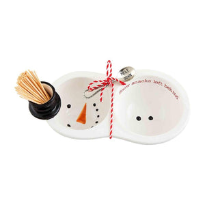 Mud Pie Home Snowman Double Dish Top Hat Toothpick Serving Set