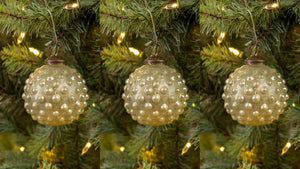 Ragon House 3" White Hobnail Kugel Glass Ball Christmas Ornament Set of 3 White