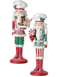 11.5" Red Nutcracker Soldier with Candy and Cookie Figure Set of 2