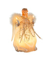 9" Ivory with Gold Trim Christmas Tree Angel Topper UL Light