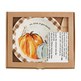 Autumn Watercolor Pumpkin Thanksgiving Pie Towel Server Box Set