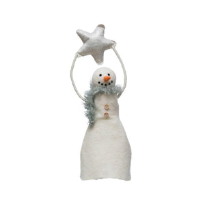 16" Wool Felt Snowman with Star Christmas Tree Topper