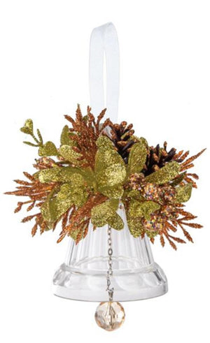 Mid West 4.5" Kissing Krystals Harvest Blessings Pinecone Bell Ornament