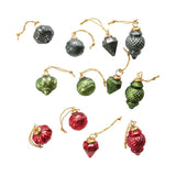 2" Mini Red Green Smoke Color Glass Christmas Ornament Set of 12