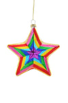 Cody Foster Rainbow 5 Point Chroma Star Glass Christmas Tree Ornament
