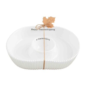 Mud Pie Home Pumpkin Shaped Thanksgiving Chip and Dip Serving Bowl