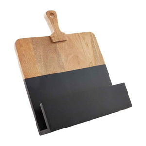 Mud Pie Home Black Two-Tone Wood Paddle Style Computer Tablet Cookbook Holder