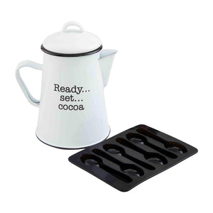 Mud Pie Home READY SET COCOA Drink Pitcher and Spoon Mold Set