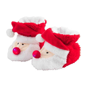Mud Pie Kids Fuzzy Plush Santa Light Up Baby Boys Girls Christmas Slippers