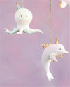 Octopus and Dolphin Ocean Beach Party Christmas Ornament Set of 2