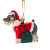 Noble Gems Glass Schnauzer Dog Christmas Ornament with Santa Hat Suit glass and paint/mica 3.5" Tall