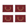 Lodge Red Buffalo Check Gold Stag Deer Antler Reindeer Placemat Set of 4