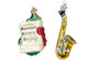 Christmas Sheet Music and Saxophone Musician Glass Christmas Carol Ornament Set