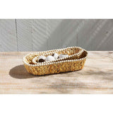 Mud Pie Home Garden Theme Hyacinth Woven with Wood Bead Edge Nested Bread Basket 2 Pc Set