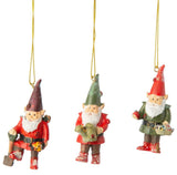 Forest Garden Woodland Gnome Christmas Ornament Set of 3