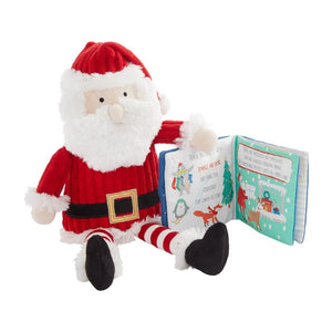 Mud Pie Kids SANTA Plush Toy with Soft Cover Fabric Baby Board Book Christmas Set
