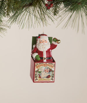 Bethany Lowe Santa in the Box 4.5" Toy Theme Retro Christmas Ornament