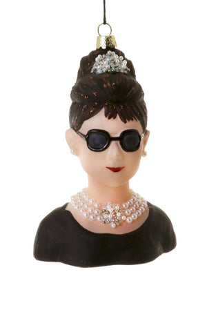 Cody Foster Audrey Hepburn British Hollywood Golden Age Actress Glass Christmas Ornament