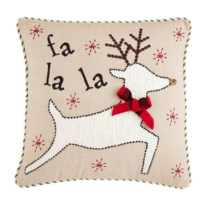 Mud Pie Home FA LA LA Lodge Christmas Reindeer Yarn Accent 18" Sq Pillow