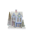 Cody Foster 14.5" Blue Hues Frosted Maisonette Paper Village Christmas House Stag Deer