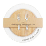 Mud Pie Home CHEESE & THANKS Serving Plate, Cutting Board and Serving Fork Set