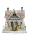 Cody Foster 11.5" Wintery White and Pastel Pink Christmas Village Cottage House