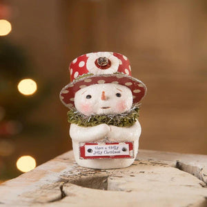 Bethany Lowe Michelle Allen Holly Jolly Red Polka Dot Top Hat Snow Buddy Snowman Christmas Figure