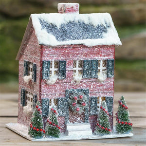 Ragon House 8" Snow Cover Red Saltbox Christmas Village Putz House