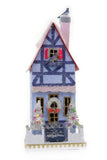 Blue and Red Tall Blue Jay Country Christmas Village Tudor House