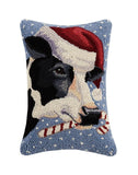 Stephanie Stouffer Farm Cow with Candy Cane 12" x 18" Christmas Pillow