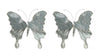 5" Metallic Silver Glitter Butterfly Clip-On Christmas Ornament Set of 2