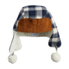 Navy Buffalo Check Boys Winter Hat with Sherpa Fleece and Ear Flaps