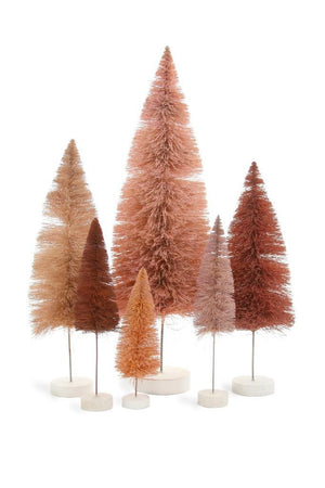 Cody Foster Ombre Hue Christmas Village Bottle Brush Trees Set of 6 Rose Colors