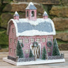 Dutch Red Farmhouse Barn 13" Tall with Trees and Light Christmas Village